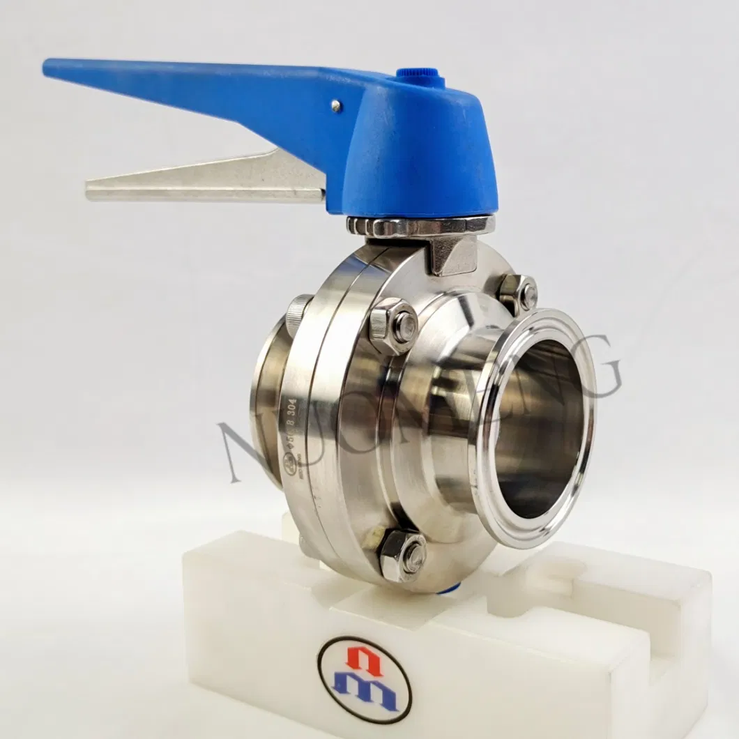 Sanitary Stainless Steel SS304/316L Multi-Position Plastic Handle /Pulling Handle Welded Butterfly Valve
