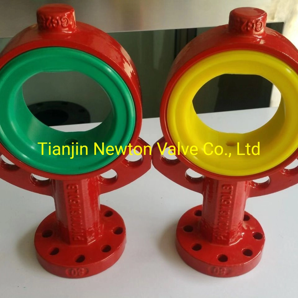 Two Holes Full PTFE PFA Lined Without Pin Butterfly Valve with Lever Operator