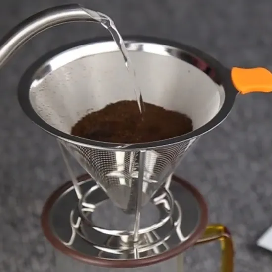 Pour Over Stainless Steel Metal Wire Mesh Manual Cone Shaped Strainer Dripper Coffee Filter 
